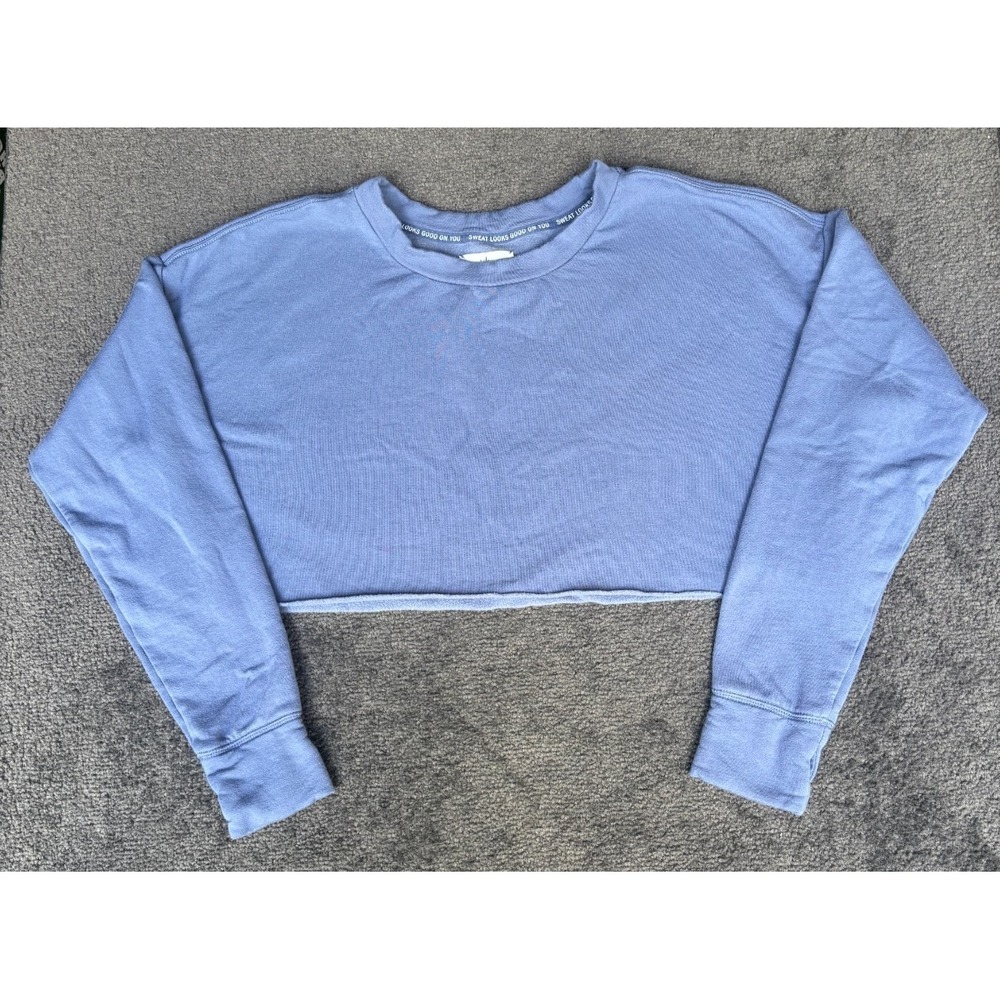 Offline aerie Cropped Sweatshirt Women Large Blue Long Sleeve Crew Neck Pullover